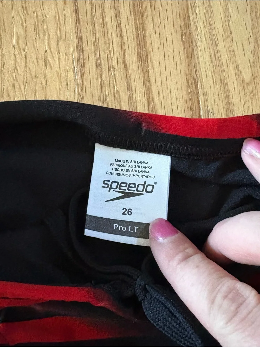 Speedo Men’s Red & Black Striped Swim Brief NEW Sz 26 Drawstring Pro LT Suit